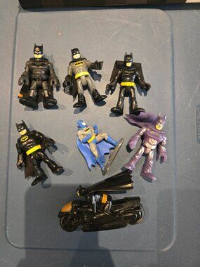 Imaginext Batman Figure & Batcycle Lot | 7 Pieces | Multicolor